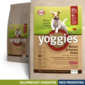 15 kg KYLLING & STORFE med probiotika MINI – kaldpresset hundefôr YOGGIES