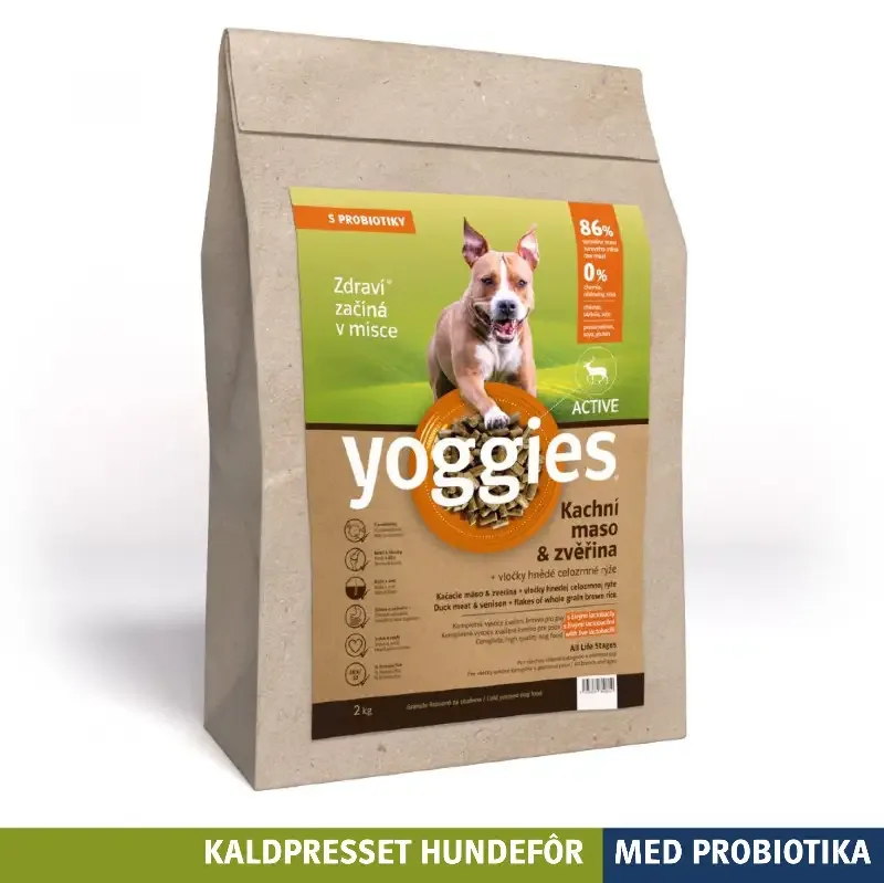 2 kg ACTIVE – AND & VILT med probiotika – kaldpresset hundefôr YOGGIES