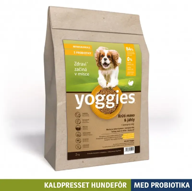 2 kg KALKUN & hirse med hampolje og probiotika MINI – kaldpresset hundefôr YOGGIES