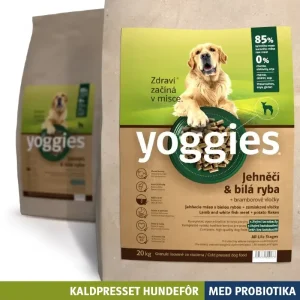 20 kg LAM & HVIT FISK med probiotika – kaldpresset hundefôr YOGGIES – diettfôr