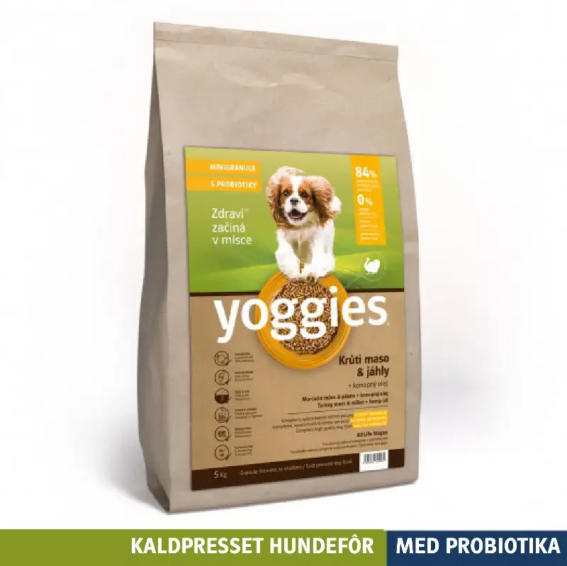 5 kg KALKUN & hirse med hampolje og probiotika MINI – kaldpresset hundefôr YOGGIES