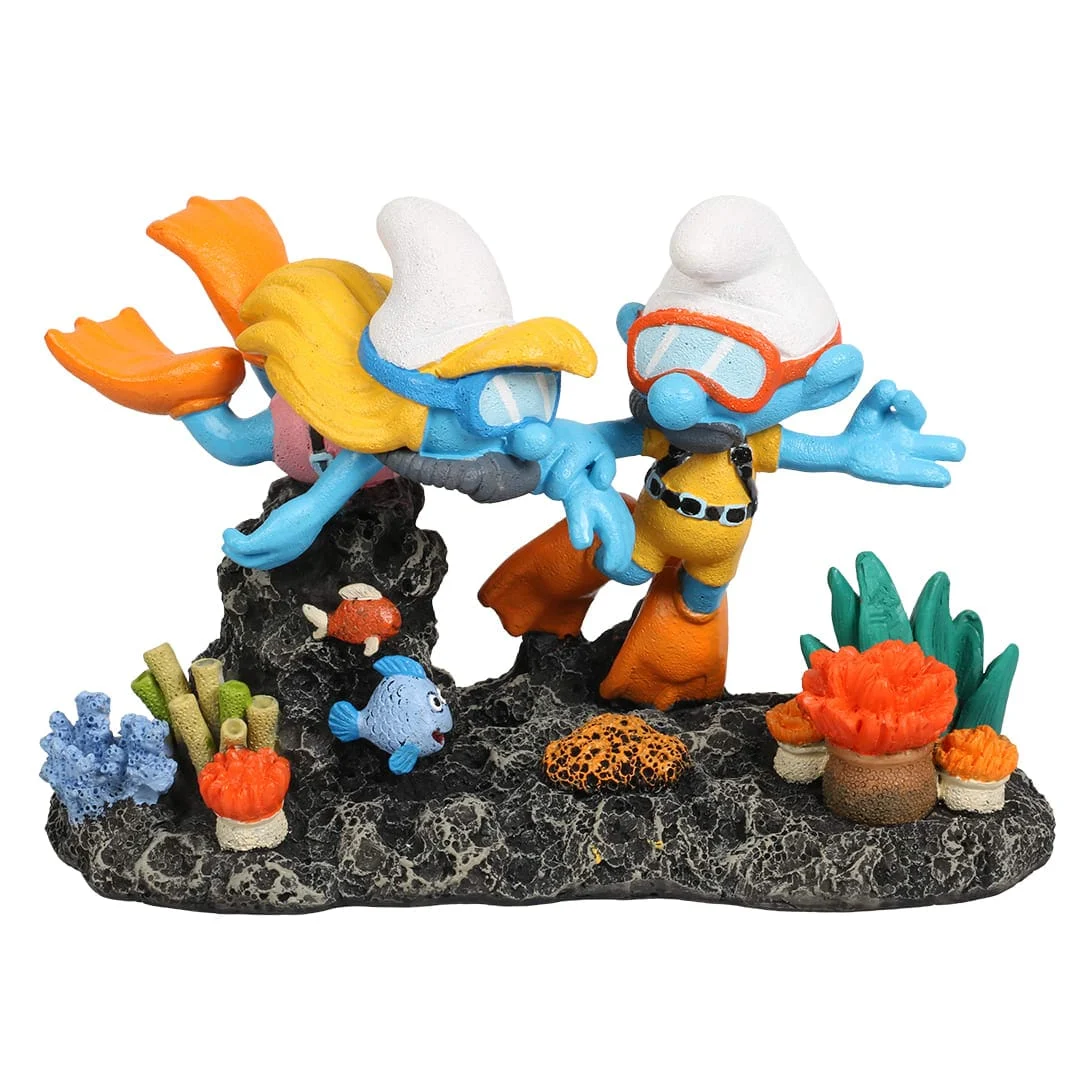 Akvariedekorasjon Smurfs Underwater Divers 14,8×7,3×9,6cm