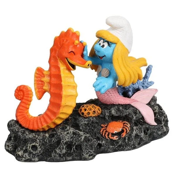 Akvariedekorasjon Smurfs Underwater Seahorse 13,5×6,8×10,1cm