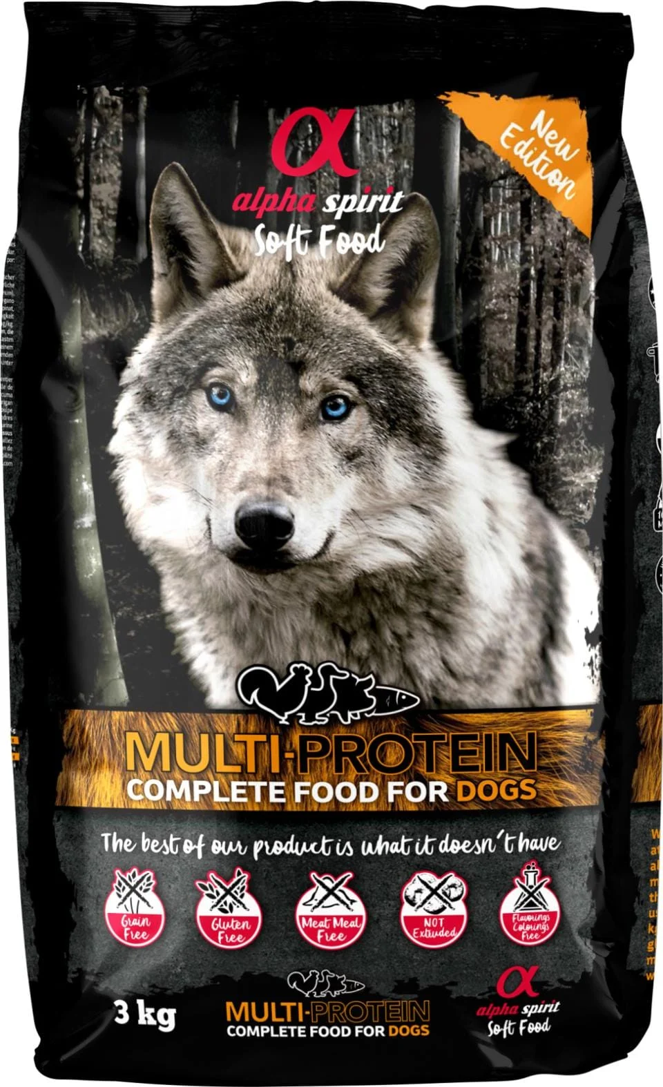 Alpha Spirit Multiprotein komplett hundefôr/godbiter semimoist 3kg