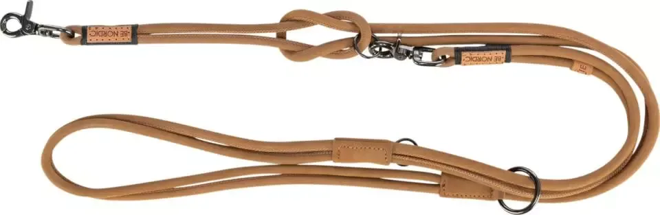 Be Nordic Adjustable Lead, Leather, Xs-L: 2 M/Ø 8 Mm, Brown