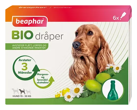 Beaphar Biodråper Spot On Hund 15-30 kg 6 x 1ml