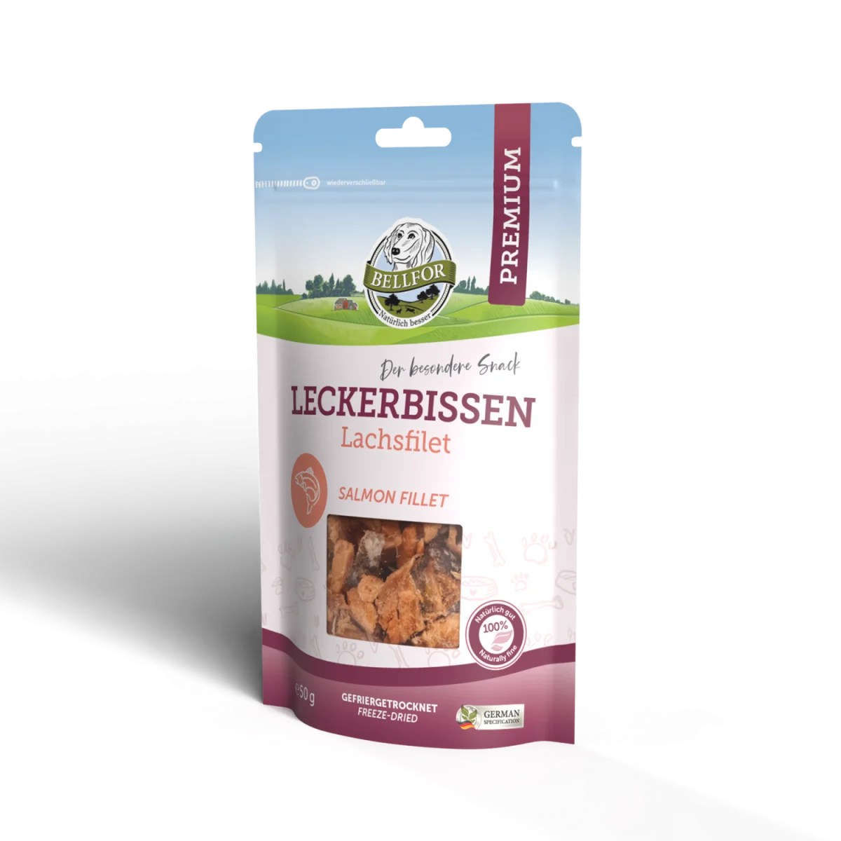 Bellfor Frysetørket Godbit til Hund – Laksefilet 50g