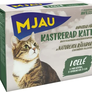 Biter i Gel茅 med Kj酶tt og Fisk 8x85g Kattemat