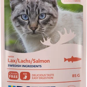 Biter i saus med laks