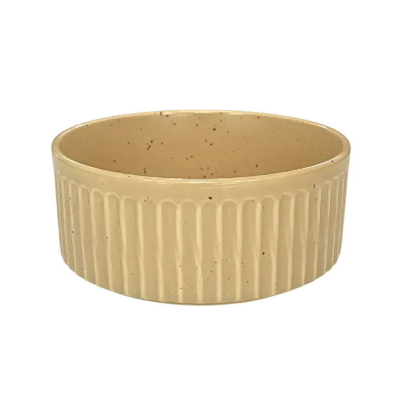 Bjaf – Freja riflet keramisk skål, krem, 450ml & 1000ml.