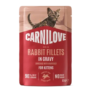 Cat Pouch 鈥?saus med h酶yt innhold av kanin, beriket med ringblomst, for kattunger