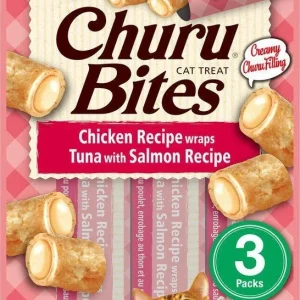 Churu Cat Bites kylling- og tunfiskwrap med laks, 3-pk.