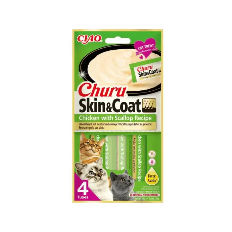 Churu Cat Skin & Coat with Chicken & Scallop