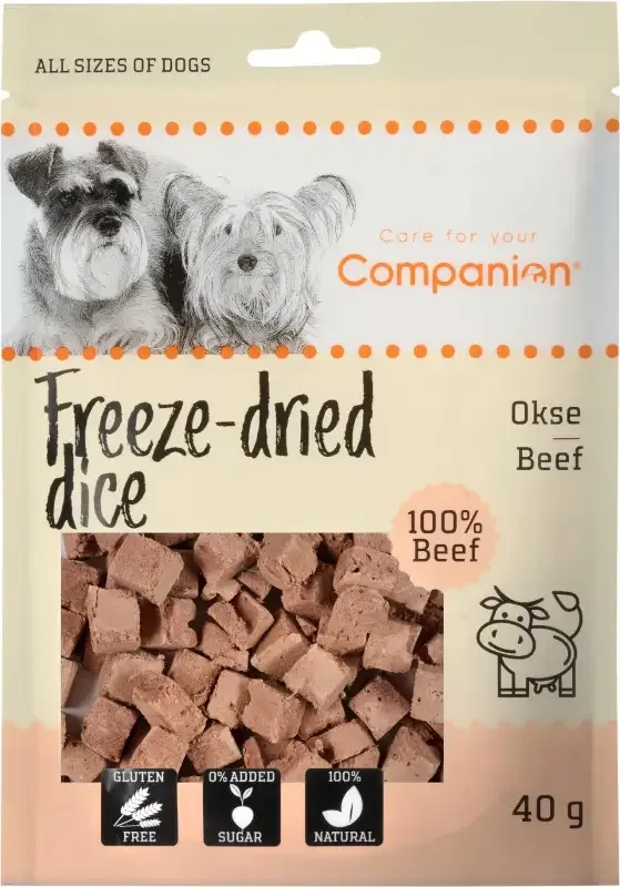 Companion – Frysetørkede terninger – storfekjøtt 40g