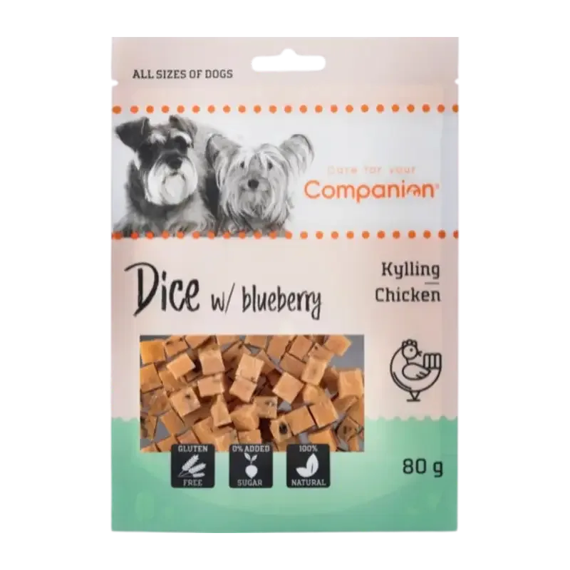 Companion – Kyllingterninger med blåbær, 80g