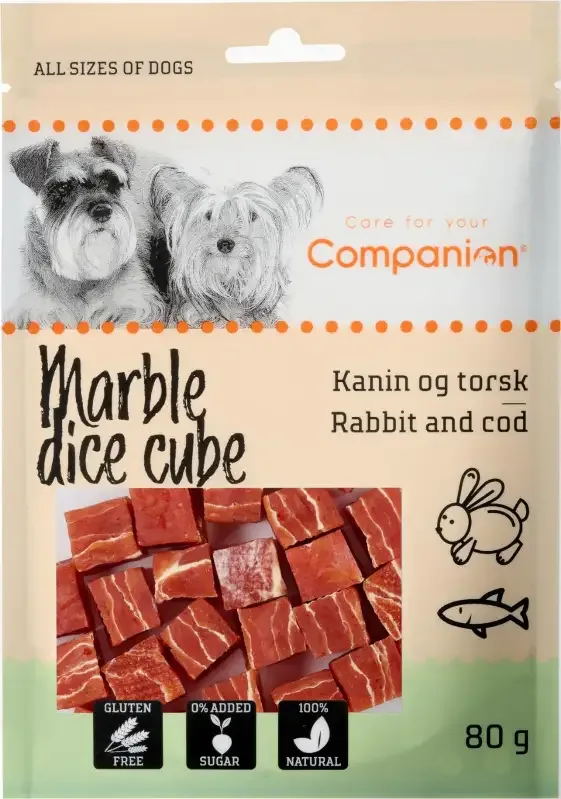 Companion – Marmor terning kube – kanin & torsk, 80g