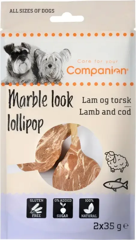 Companion – Marmorutseende lollipop – lam & torsk, 2 x 35 g
