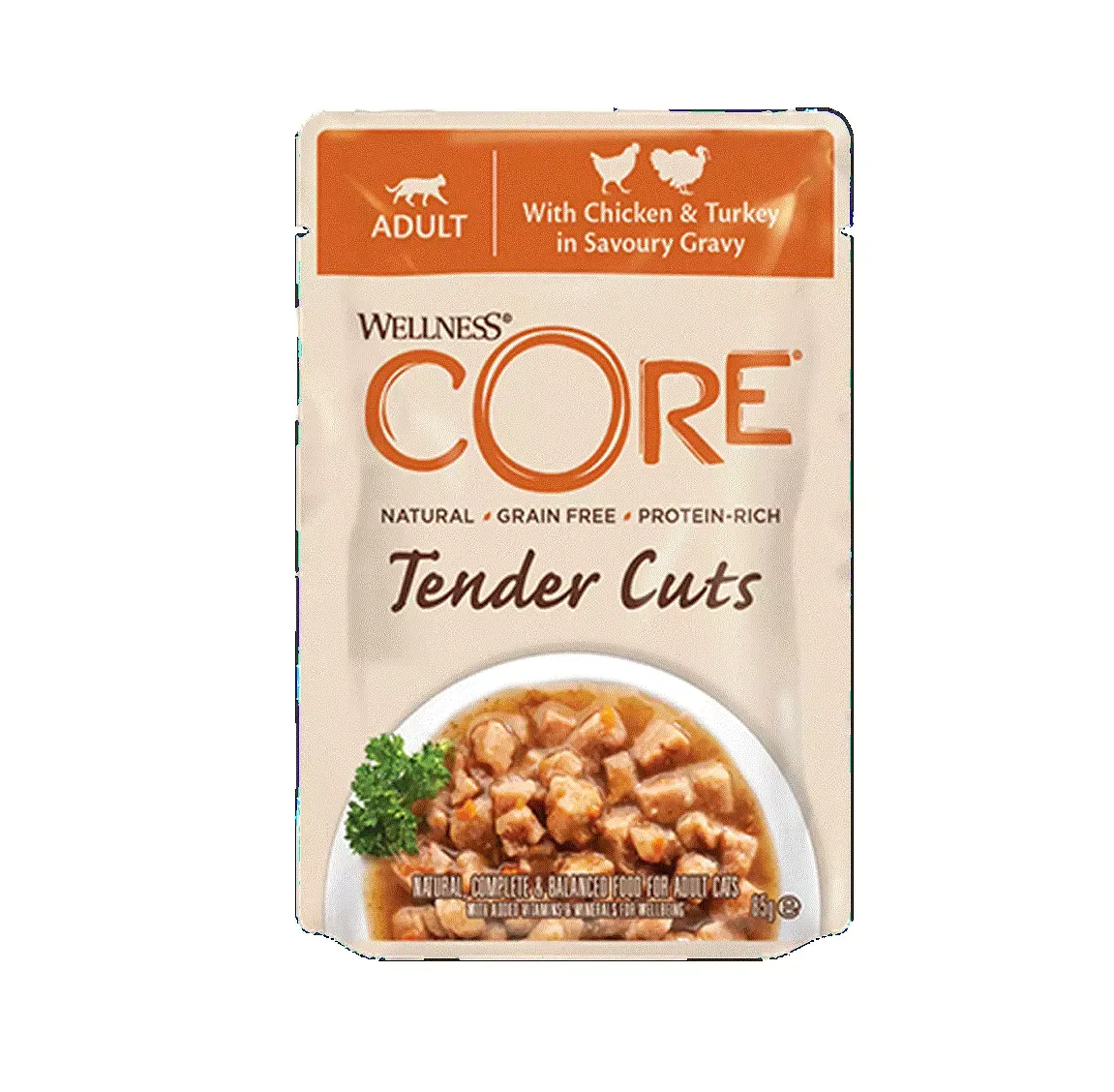 CORE Tender Cuts, Chicken & Turkey, Våtfôr til Katt | 85g Porsjonspose