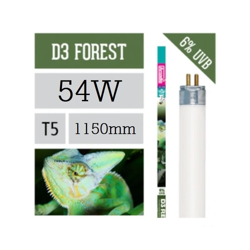 D3+ FOREST Arcadia, T5, 54W, 115cm. 30%Uva, 6%Uvb, 7000K