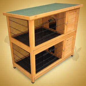 Dobbelt utebur til kanin i tre med ben – 116×61×111 cm