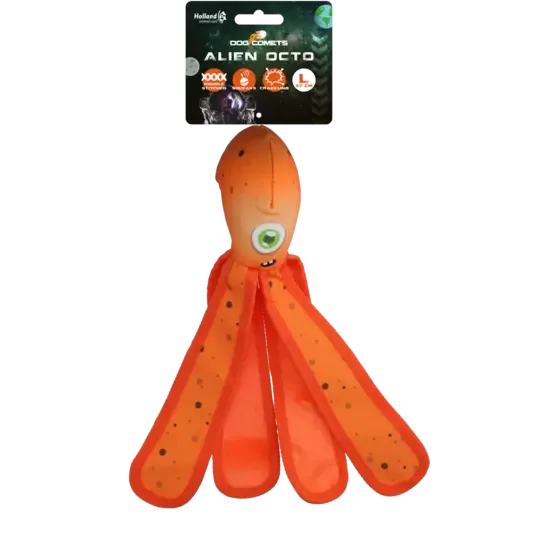 Dog Comets Alien Octo L (Oransje, 45 cm) – Stor Slitesterk Flyte- & Knitreleke