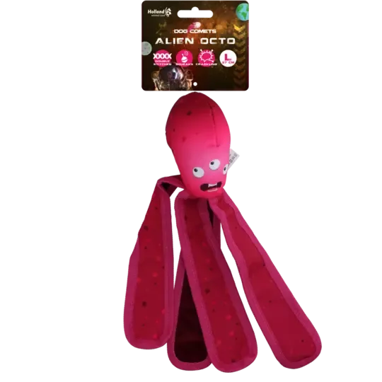 Dog Comets Alien Octo L (Rosa) – Slitesterk Flytende Hundeleke m/ Pip & Knitring