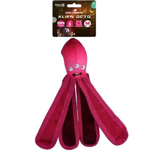 Dog Comets Alien Octo M (Rosa) – Slitesterk Flytende Hundeleke m/ Pip & Knitring
