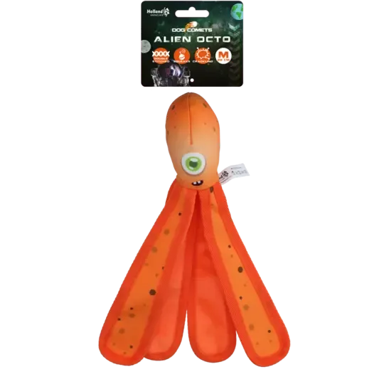Dog Comets Alien Octo (Oransje, Medium) – Slitesterk Flyte- og Knitreleke