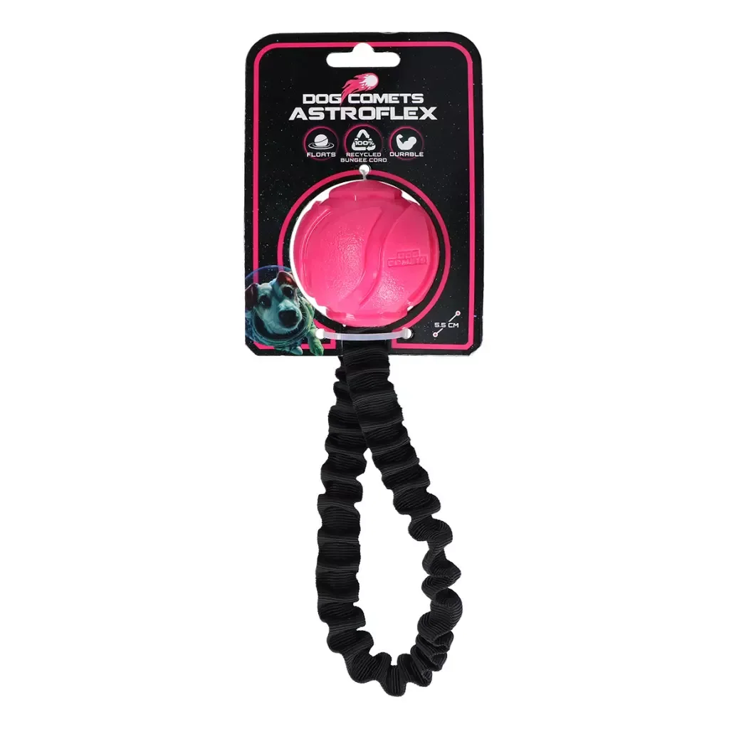 Dog Comets AstroFlex Rosa – Kasteball til hund med elastisk stropp