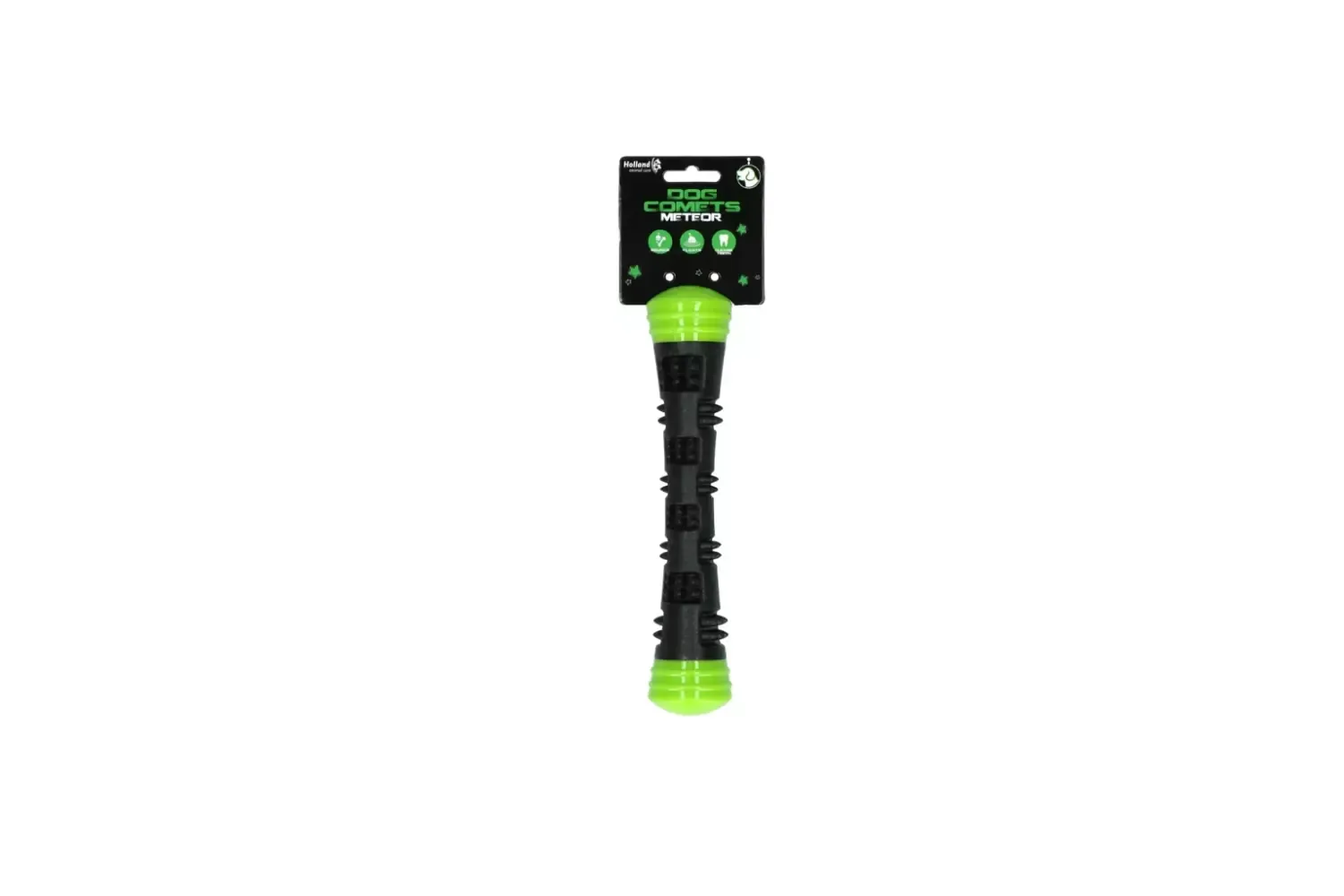 Dog Comets Meteor Kastepinne (Grønn, 23 cm) – Slitesterk Gummi m/ Pipelyd & Tannpleie