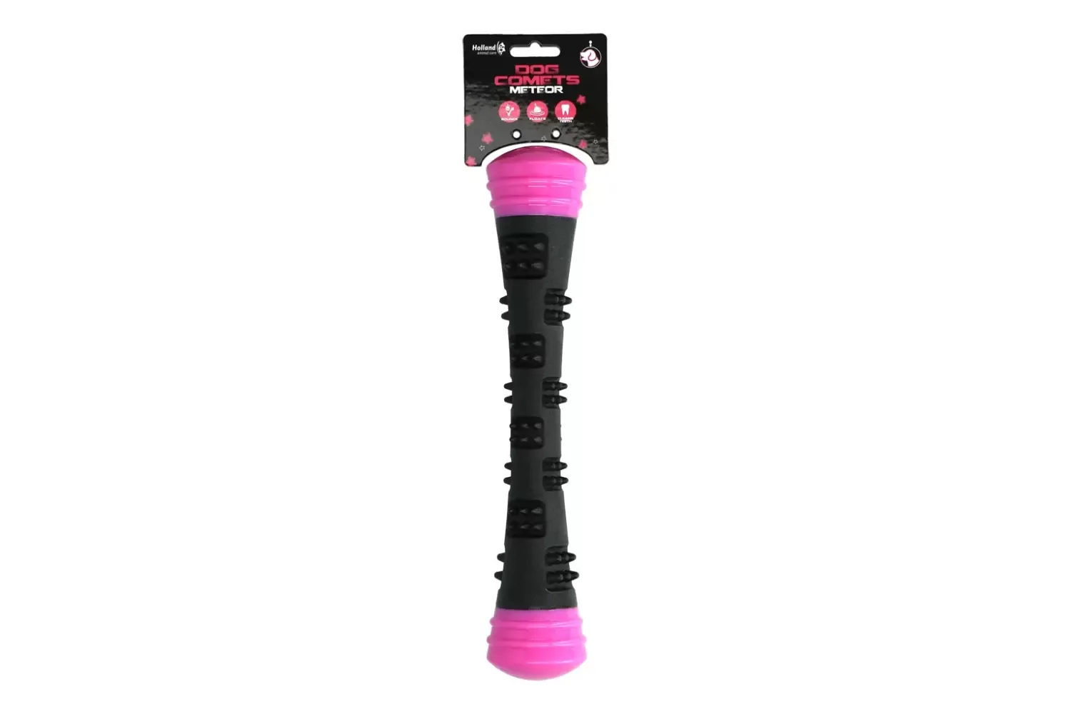 Dog Comets Meteor Kastepinne (Rosa, 32 cm) – Slitesterk Gummi m/ Pipelyd & Tannpleie