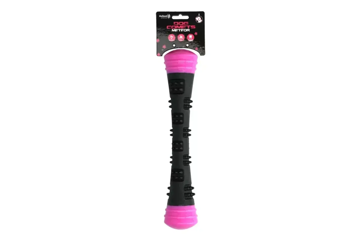Dog Comets Meteor Kastepinne (Rosa, 32 cm) – Slitesterk Gummi m/ Pipelyd & Tannpleie