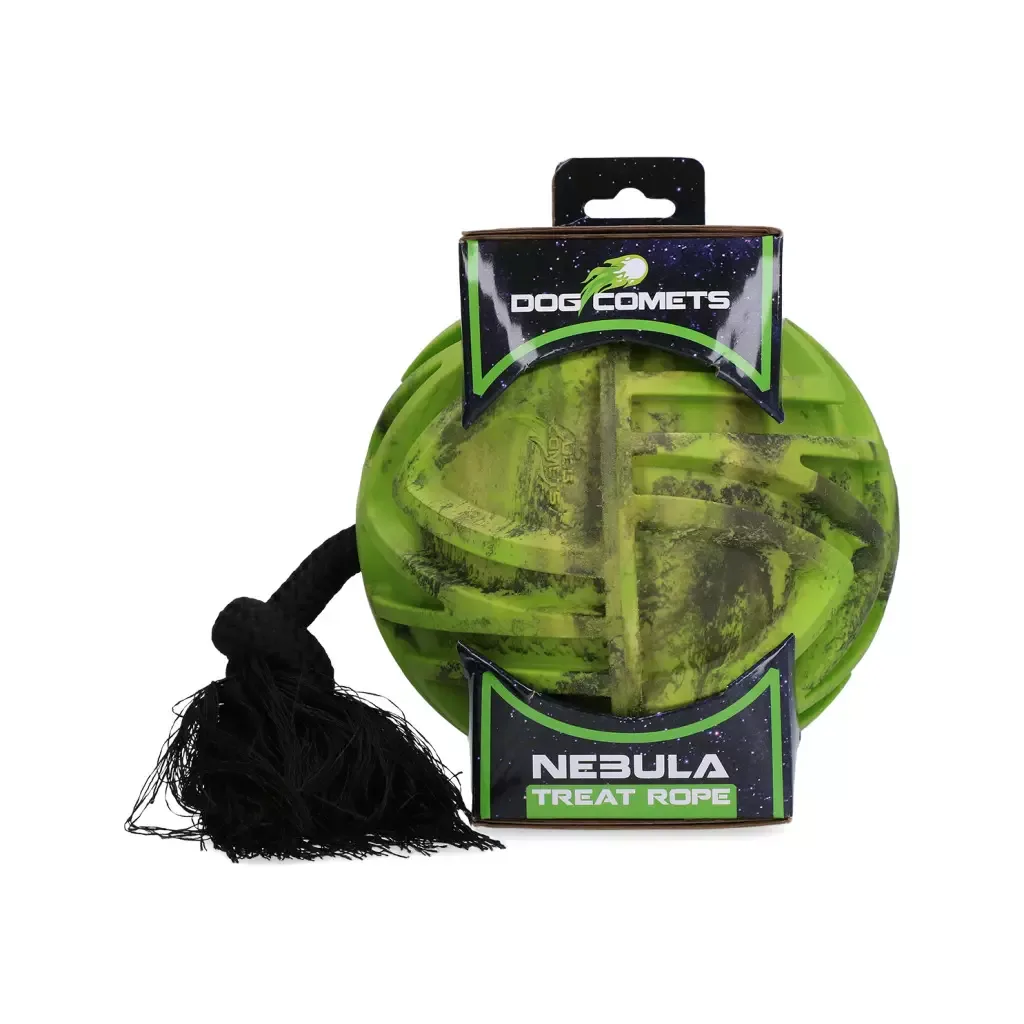 Dog Comets Nebula Treat Rope Grønn 18 cm – Robust hundeball med tau og godbithull