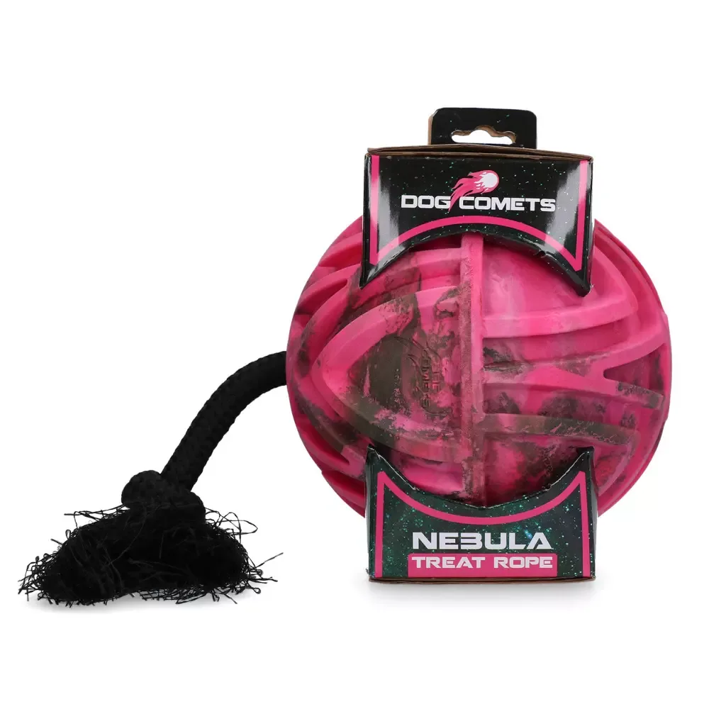 Dog Comets Nebula Treat Rope Rosa 18 cm – Robust hundeball med tau og godbithull