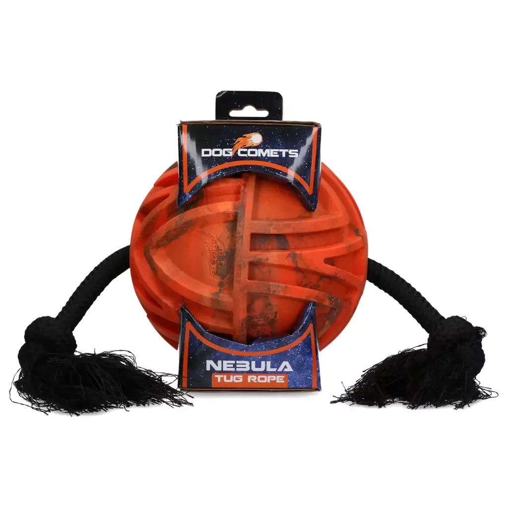 Dog Comets Nebula Tug Rope Oransje – Slitesterk drakampleke med dobbelt tau og ball