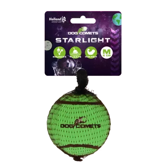 Dog Comets Starlight Medium Grønn – Slitesterk og flytende tennisball i naturgummi (6 cm)