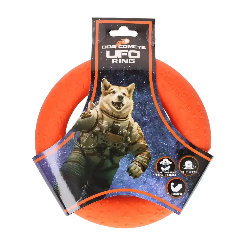 Dog Comets UFO Ring Small Oransje – Slitesterk og flytende kastering i skånsom TPR-gummi