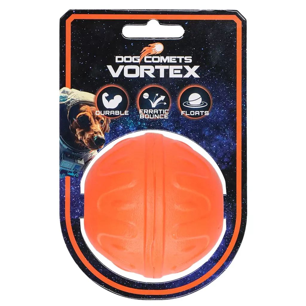Dog Comets Vortex Ball Oransje – Slitesterk Flyteball med Uberegnelig Sprett for Hund