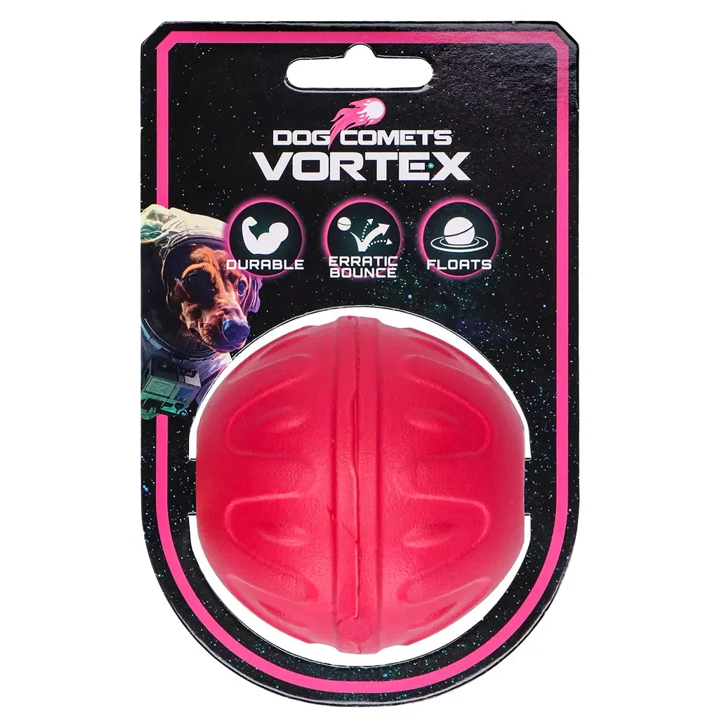 Dog Comets Vortex Ball Rosa – Slitesterk Flyteball med Uberegnelig Sprett for Hund