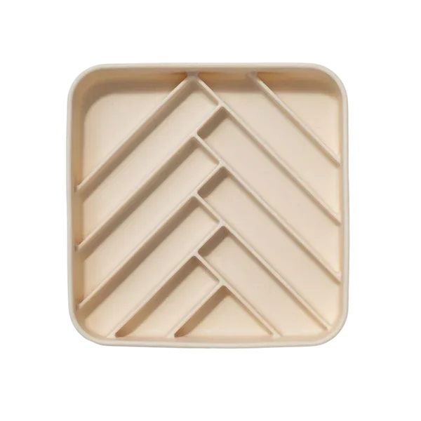dogged Chevron Slowfeeder Bowl Buttercream