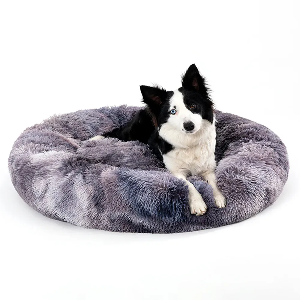 Donut hundeseng i myk langhåret plysj - Image 2
