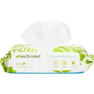 Earth Rated 100 Wipes, Unscented, 20X20 Cm