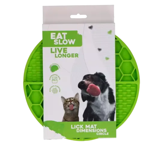 Eat Slow Live Longer Lick Mat Dimensions Circle Grønn – Rund slikkematte med sugekopper