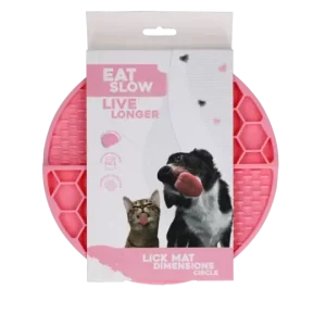 Eat Slow Live Longer Lick Mat Dimensions Circle Rosa – Rund slikkematte med sugekopper