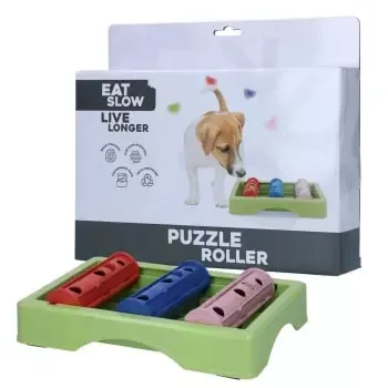 Eat Slow Live Longer Puzzle Roller – Bærekraftig aktiviseringsleke og slowfeeder til hund
