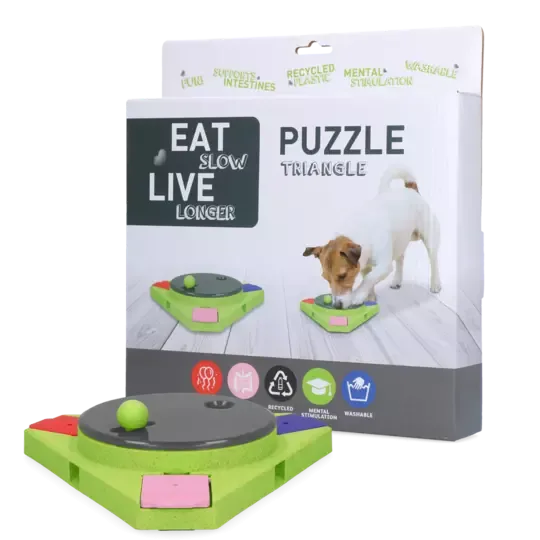 Eat Slow Live Longer Puzzle Triangle – Mentaltrening og aktiveringsspill for hund