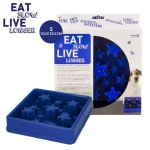 Eat Slow Live Longer Star Små – Blå Slow feeder som forhindrer sluking av mat