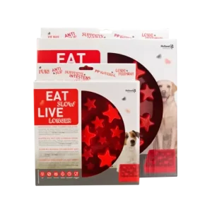 Eat Slow Live Longer Star XS Rød – Slow feeder som forhindrer sluking hos små hunder