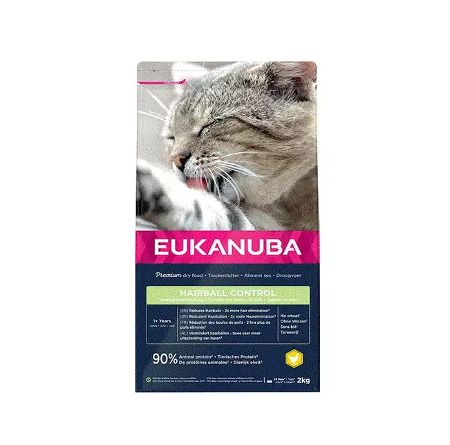 Euk Cat Adult Hairball Control, 2kg.