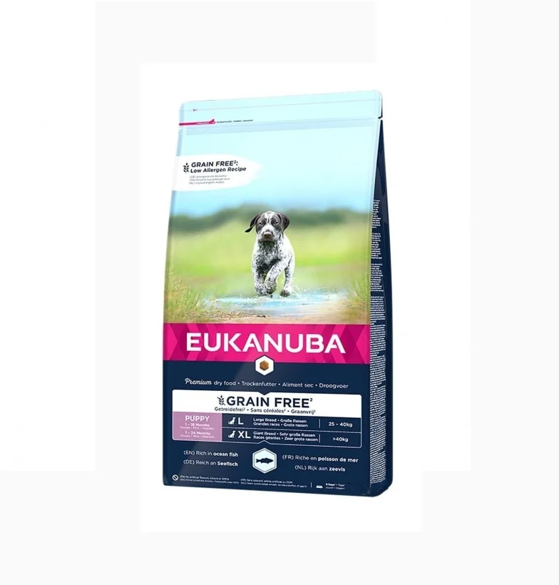 EUK Puppy & Jr., L-XL, Grainfree, Ocean Fish, 12kg.